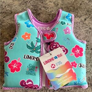 Limited Too Aqua Floral Swim Training Vest
